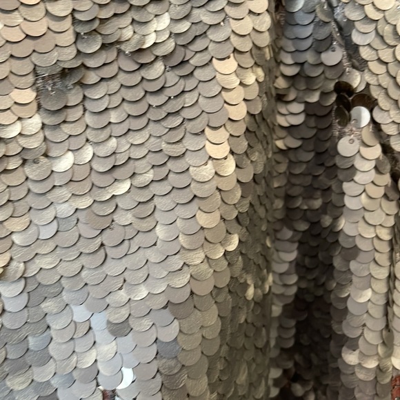 GORGEOUS FREE PEOPLE SILVER SEQUIN JACKET TOP SIZE SMALL SHIMMERY NWT - Picture 7 of 17